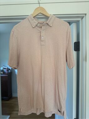 Faherty Men's Short-Sleeve Polo in Soft Pink Stripe